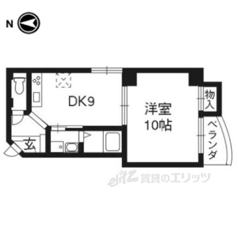 アクアコート北山(1DK/3階)の間取り写真