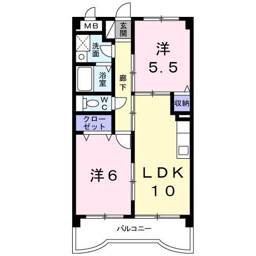スターメゾン古国府(2LDK/3階)の間取り写真