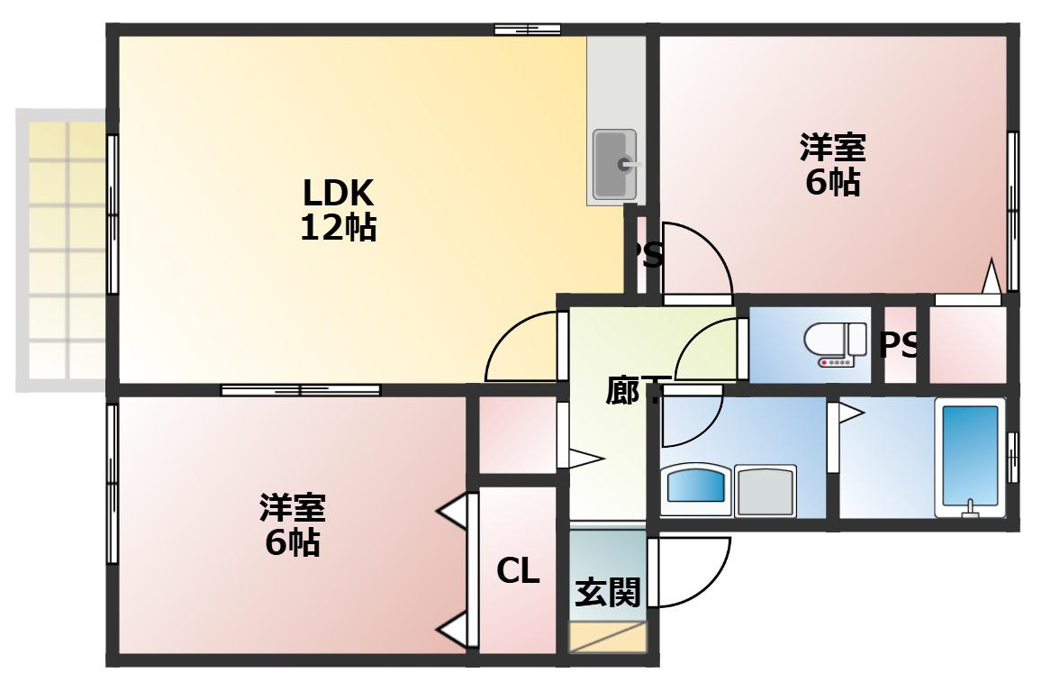 カーサブランカ(2LDK/2階)の間取り写真