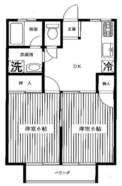 東英ハイツ行徳(2DK/1階)の間取り写真