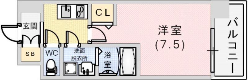 セオリー神戸グルーブ(1K/6階)の間取り写真