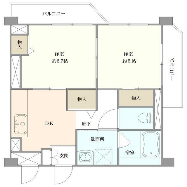 ヒルトップ洋光台(2DK/3階)の間取り写真
