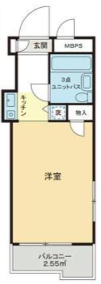 トップ千早町(ワンルーム/3階)の間取り写真
