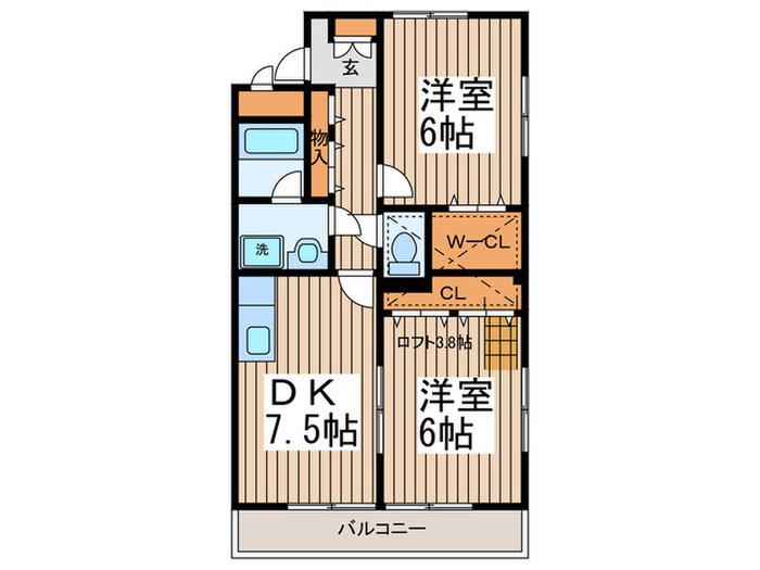 コーポ市丘(2DK/2階)の間取り写真