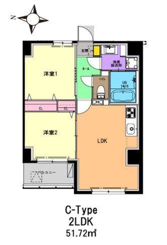 ルヴェール多摩川(2LDK/1階)の間取り写真