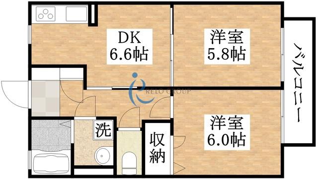 セフィラ加美東(2DK/1階)の間取り写真