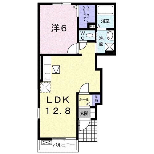 ウエスト・ヴィレッジ(1LDK/1階)の間取り写真