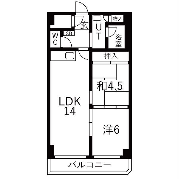 小林ビル(2LDK/2階)の間取り写真
