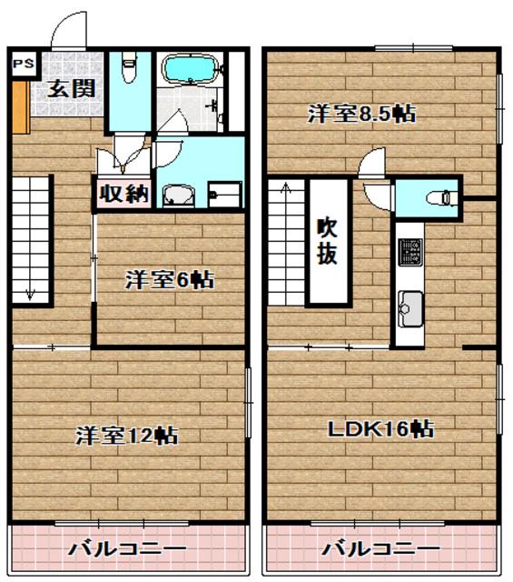 メゾンプリューテ(3LDK/2階)の間取り写真