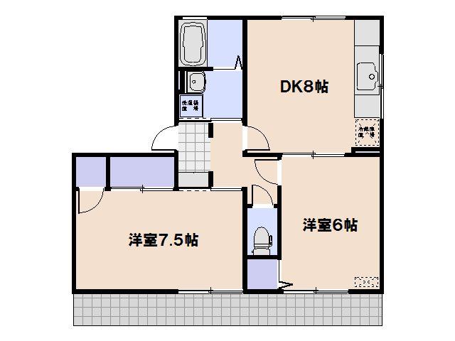 グリーンコーポ寺尾(2DK/1階)の間取り写真