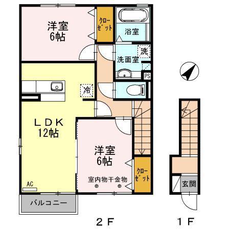 カーサフェリーチェ B(2LDK/2階)の間取り写真