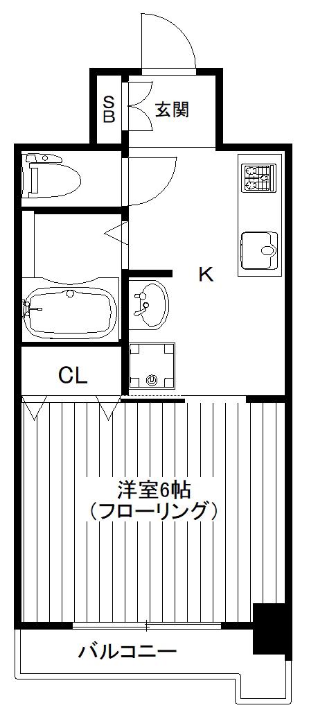 ハピネス池尻(1K/2階)の間取り写真