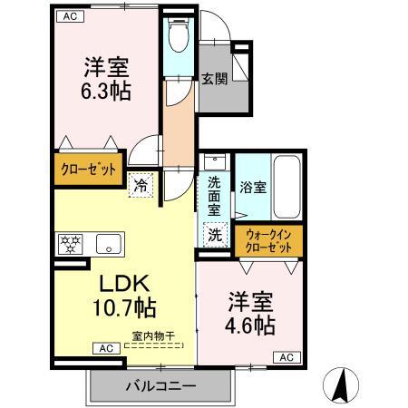 ペニーレーン石神井台 A棟 D-ROOM石神井台4丁目PJ A棟(2LDK/1階)の間取り写真