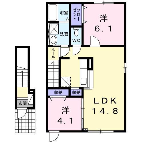 グラン シェーヌ II(2LDK/2階)の間取り写真