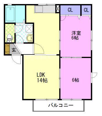 プリンスコーポ B(2LDK/1階)の間取り写真