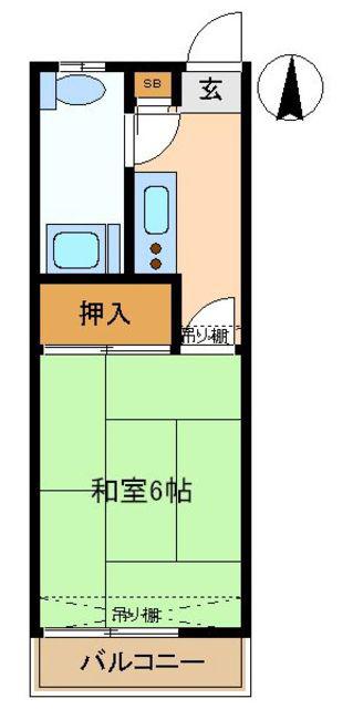 高尾アパート(1K/2階)の間取り写真