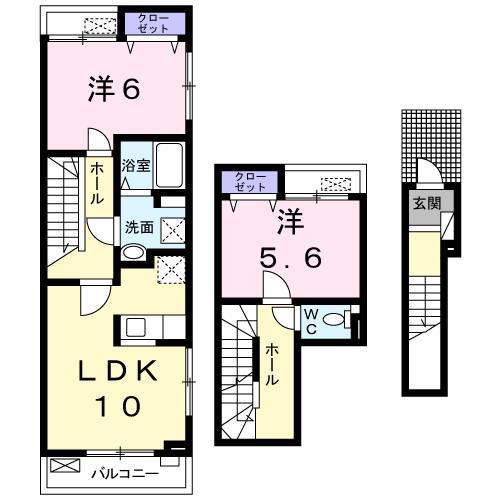 ゴールド・マウンテン(2LDK/2階)の間取り写真
