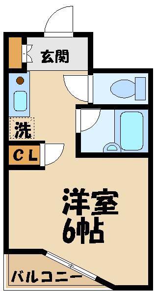 パワーク調布(1K/2階)の間取り写真