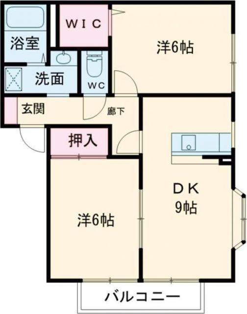 カーサベッラB棟(2LDK/1階)の間取り写真