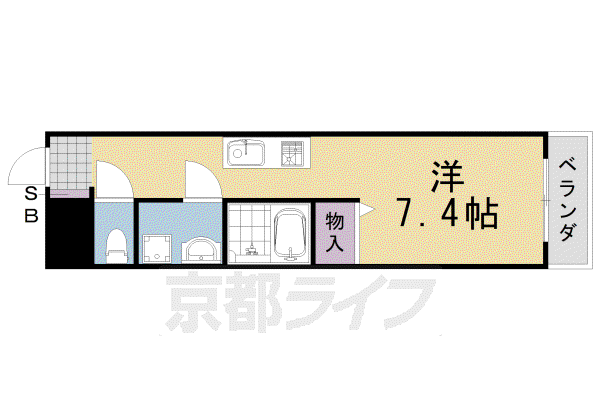 グラン上桂(1K/3階)の間取り写真