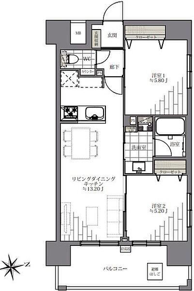 パレステージ秋葉原(2LDK/8階)の間取り写真