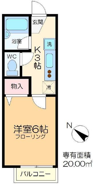 ひまわりハウスA・B(1K/1階)の間取り写真