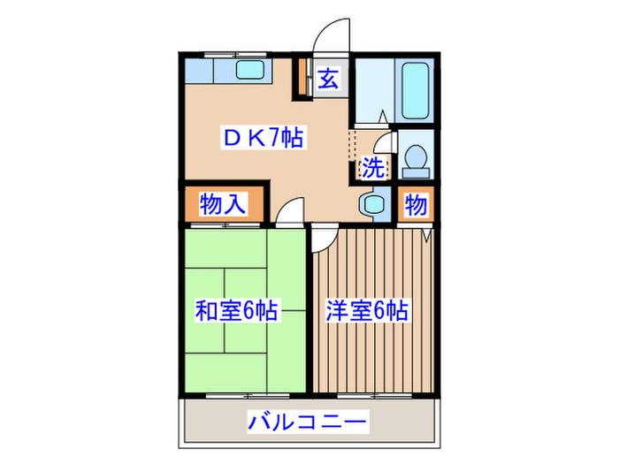 シティハイムドマーニ(2DK/2階)の間取り写真