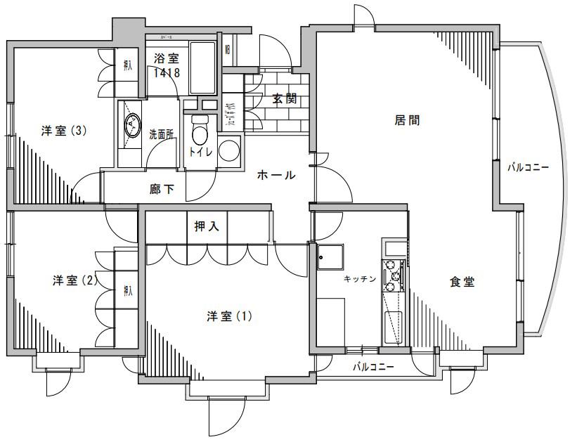 クレインヒルズ大森(3LDK/2階)の間取り写真
