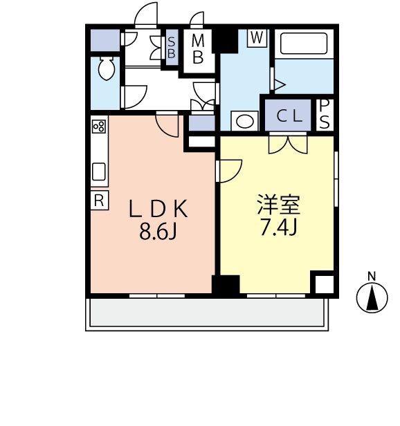 グランヴァン中野新橋(1LDK/3階)の間取り写真