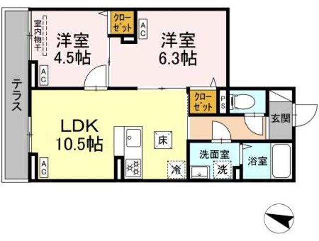JR常磐線 金町駅 徒歩30分 3階建 新築(2LDK/1階)の間取り写真