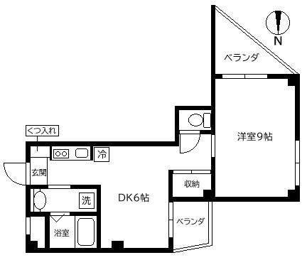 カーサファイブ(1DK/2階)の間取り写真