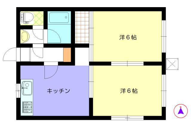 カーサ・イトウ(2DK/1階)の間取り写真