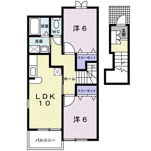 アルハンブラ一番館(2LDK/2階)の間取り写真