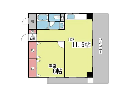 栄マンション(1LDK/5階)の間取り写真