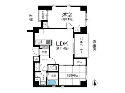 グランドシーズ天満橋(2LDK/8階)の間取り写真