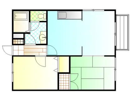 ウォータースプライト祐樹(2LDK/2階)の間取り写真