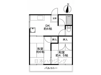 ビレッジ小野(2DK/2階)の間取り写真