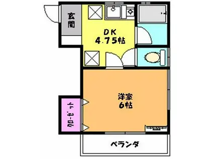 ケントハウス(1DK/2階)の間取り写真