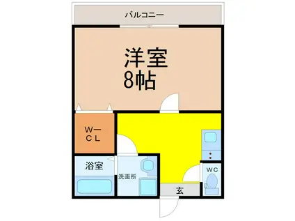 CENT FORCE YOBITSUGI 南棟(1K/1階)の間取り写真
