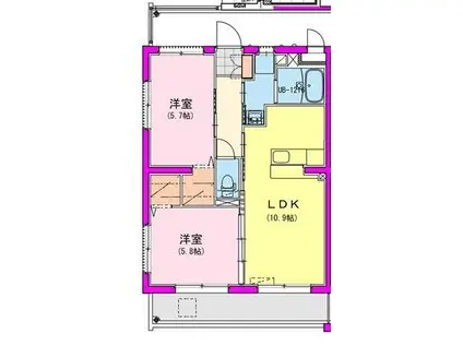 都城下川東2丁目マンション(2LDK/1階)の間取り写真