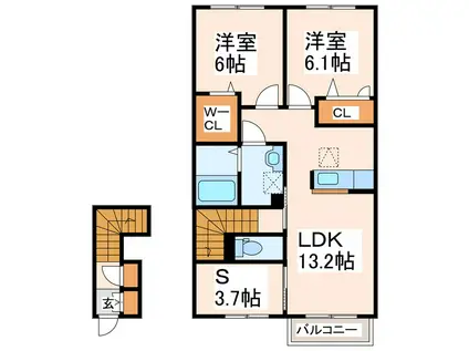 フォレナミユキ(2LDK/2階)の間取り写真