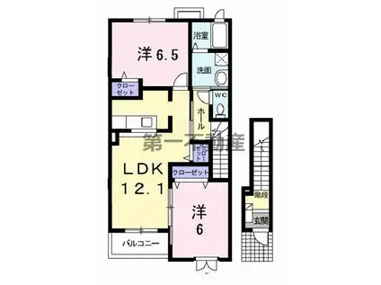 プレアデスB(2LDK/2階)の間取り写真