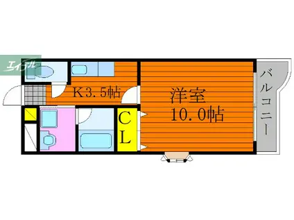 サンステージ南方(1K/1階)の間取り写真