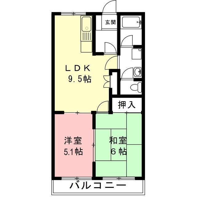 リバーサイドエムズ(2DK/2階)の間取り写真