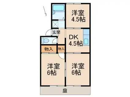 コーポいのうえB棟(3DK/1階)の間取り写真