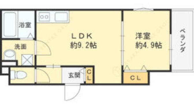 セレニティ若江東町(1LDK/1階)の間取り写真