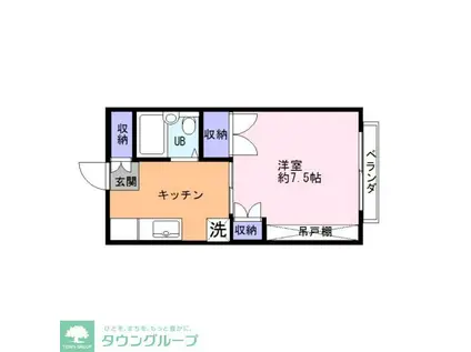 仲町レヂデンス(1K/2階)の間取り写真