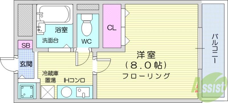 マイプレイス宝蔵院(1K/3階)の間取り写真