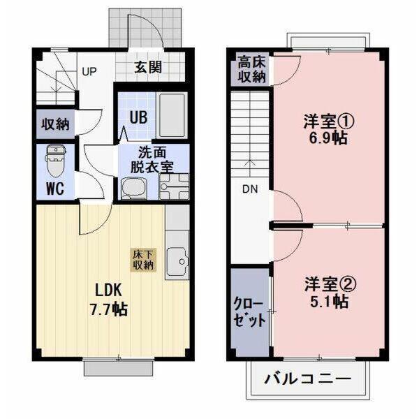 エルレーブ(2LDK/1階)の間取り写真
