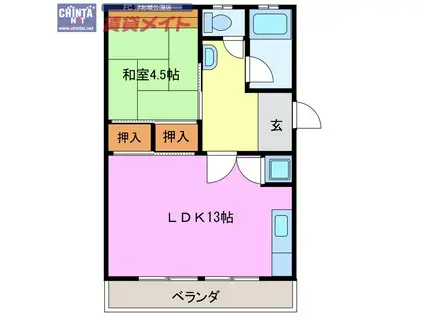 新町ハイツ(1LDK/2階)の間取り写真
